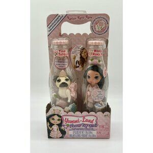 Yummi-Land Flower Pop Girls Roslyn Roxy Rose Doll Pet Dog Tina Tulip Pug In Box